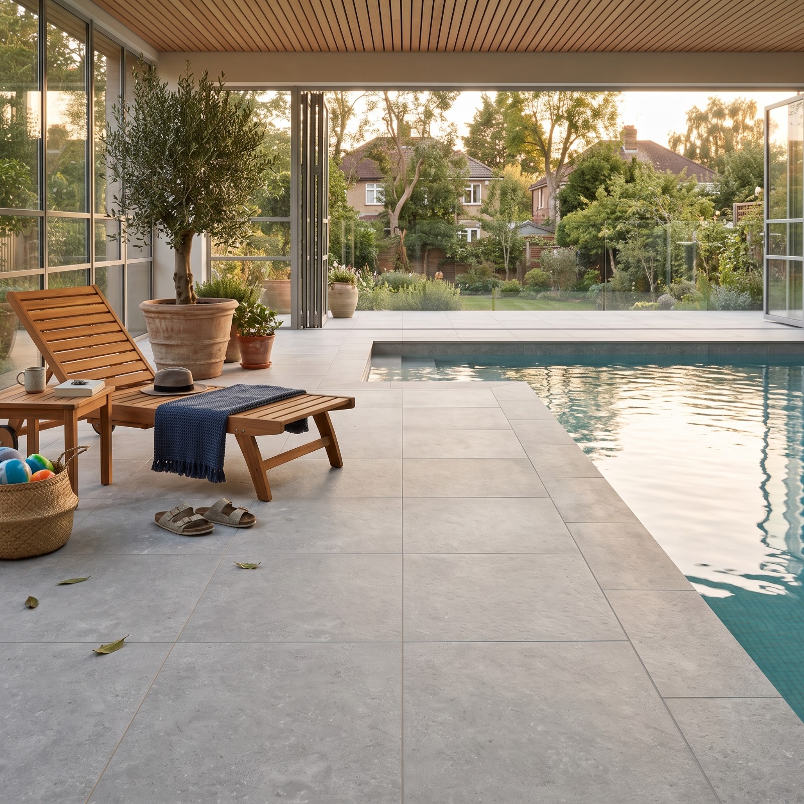 Norcia 60 External Grey external porcelain tile, installed in a room