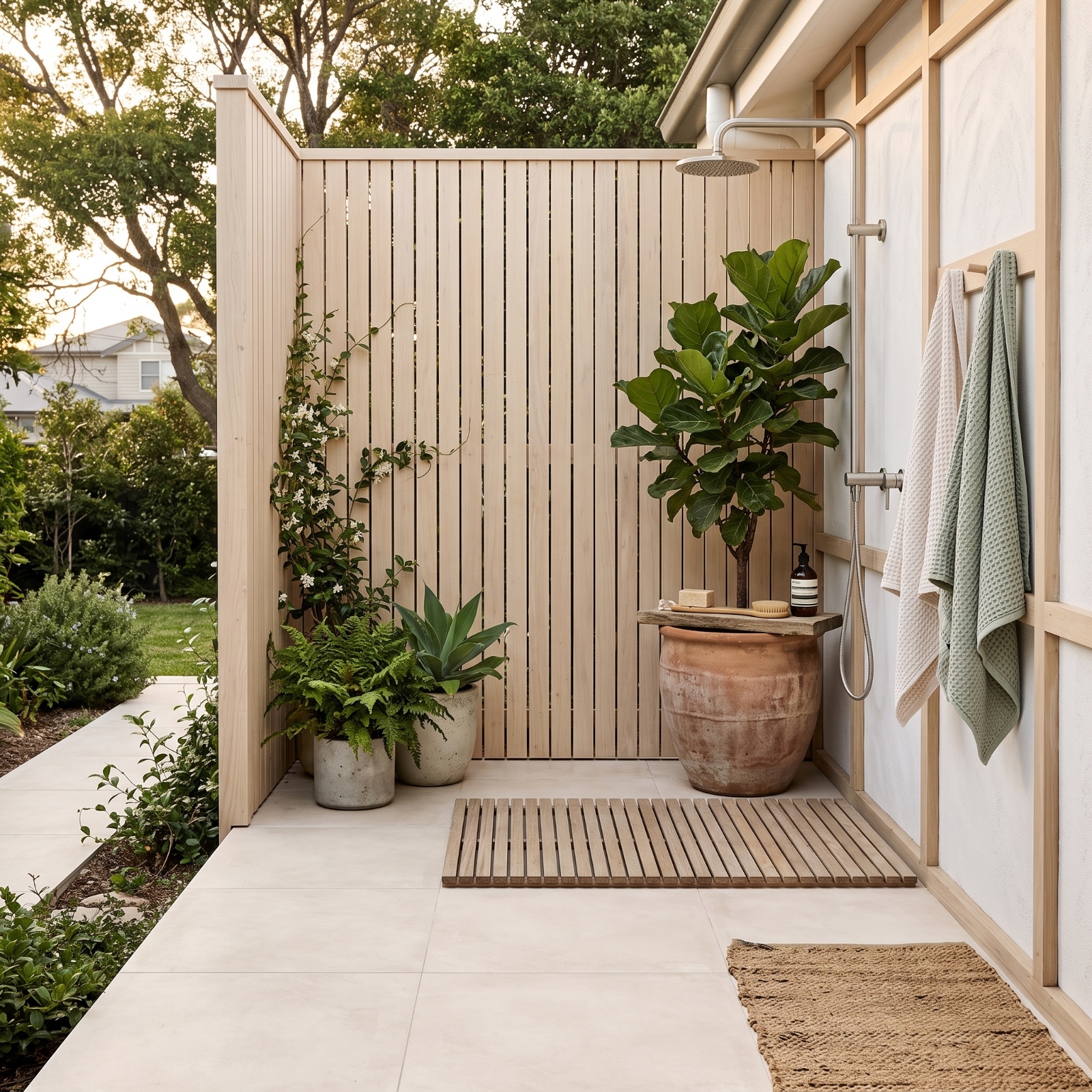 Arco 60 External White external porcelain tile, installed in a room