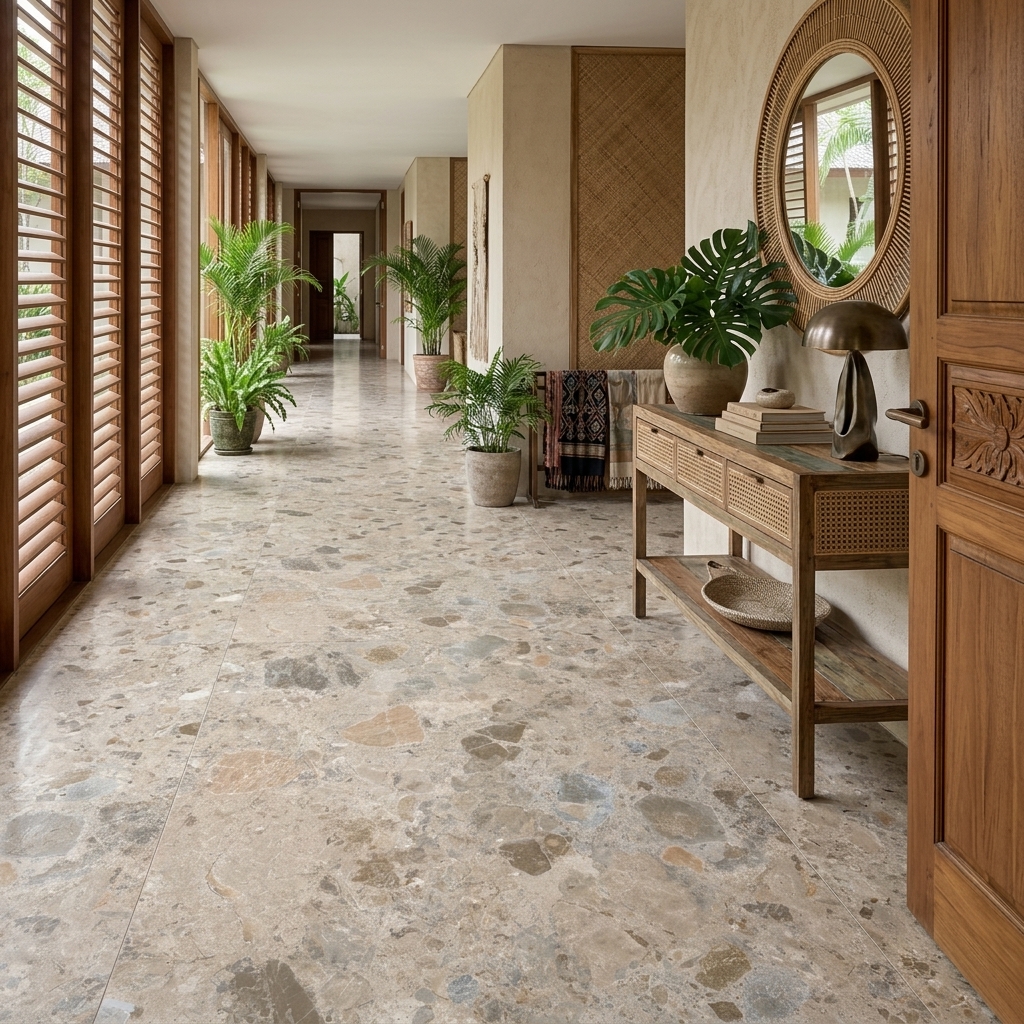 Strata 60 Matt Earth matt porcelain tile, installed in a room