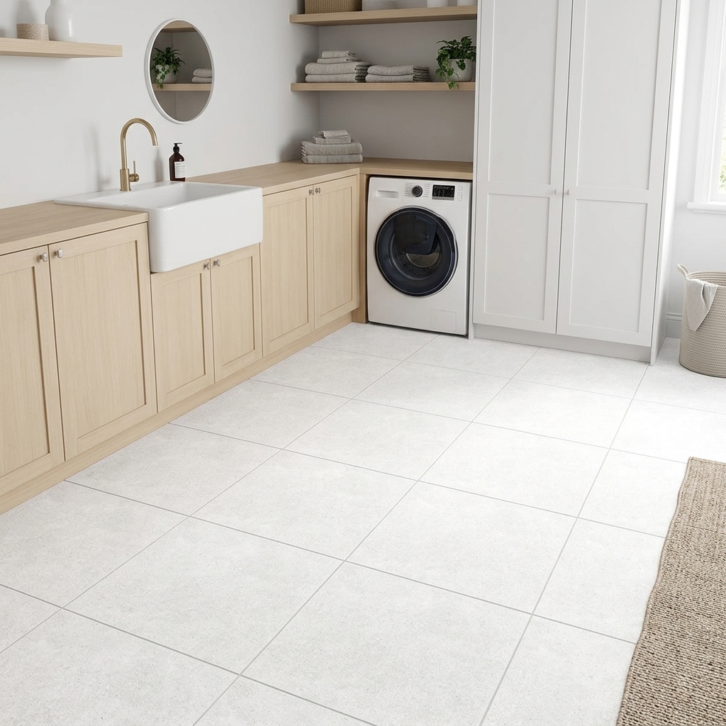 Haven 45 Dune matt ceramic tile, installed in a room