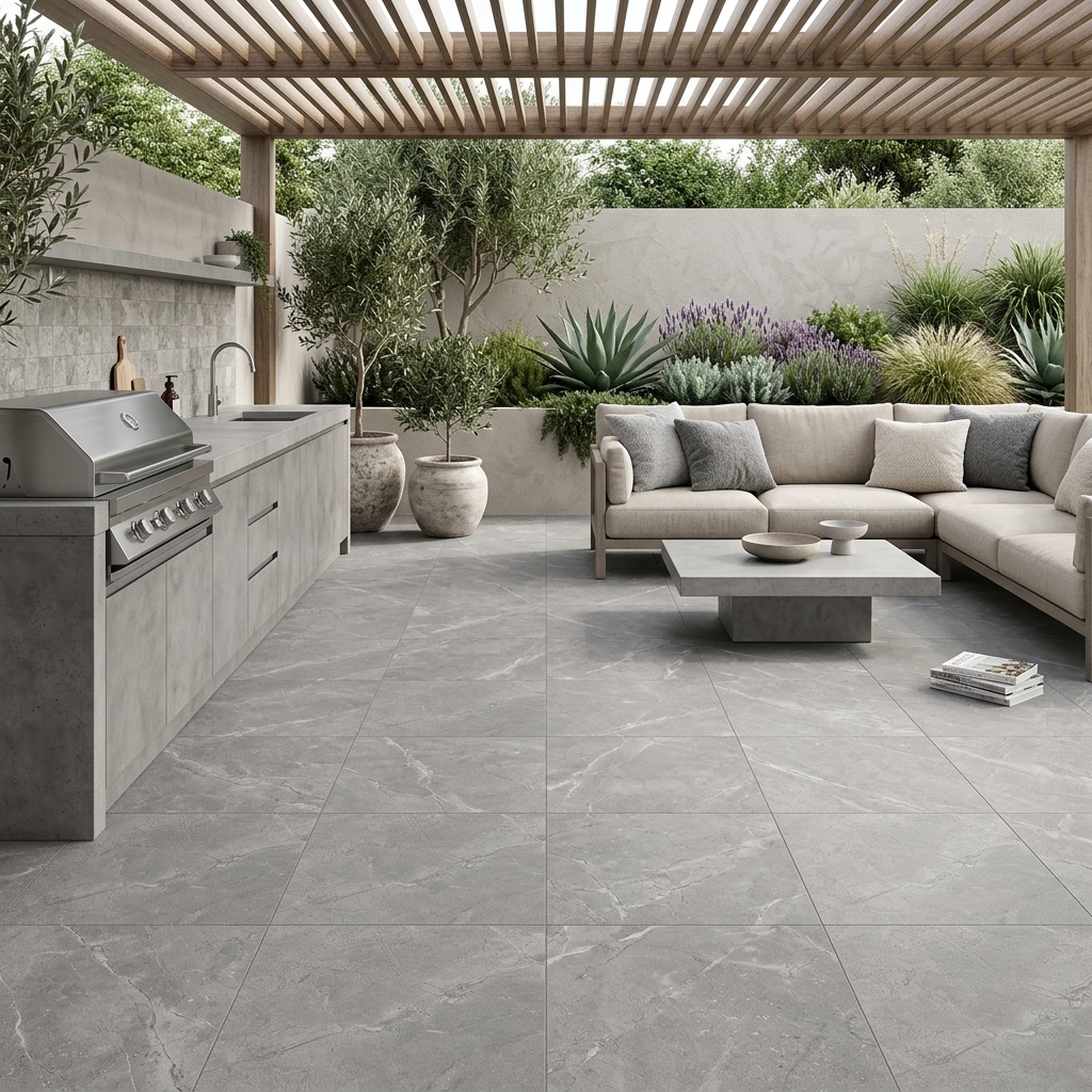 Cottesloe 45 Grip Ash grip ceramic tile, installed in a room