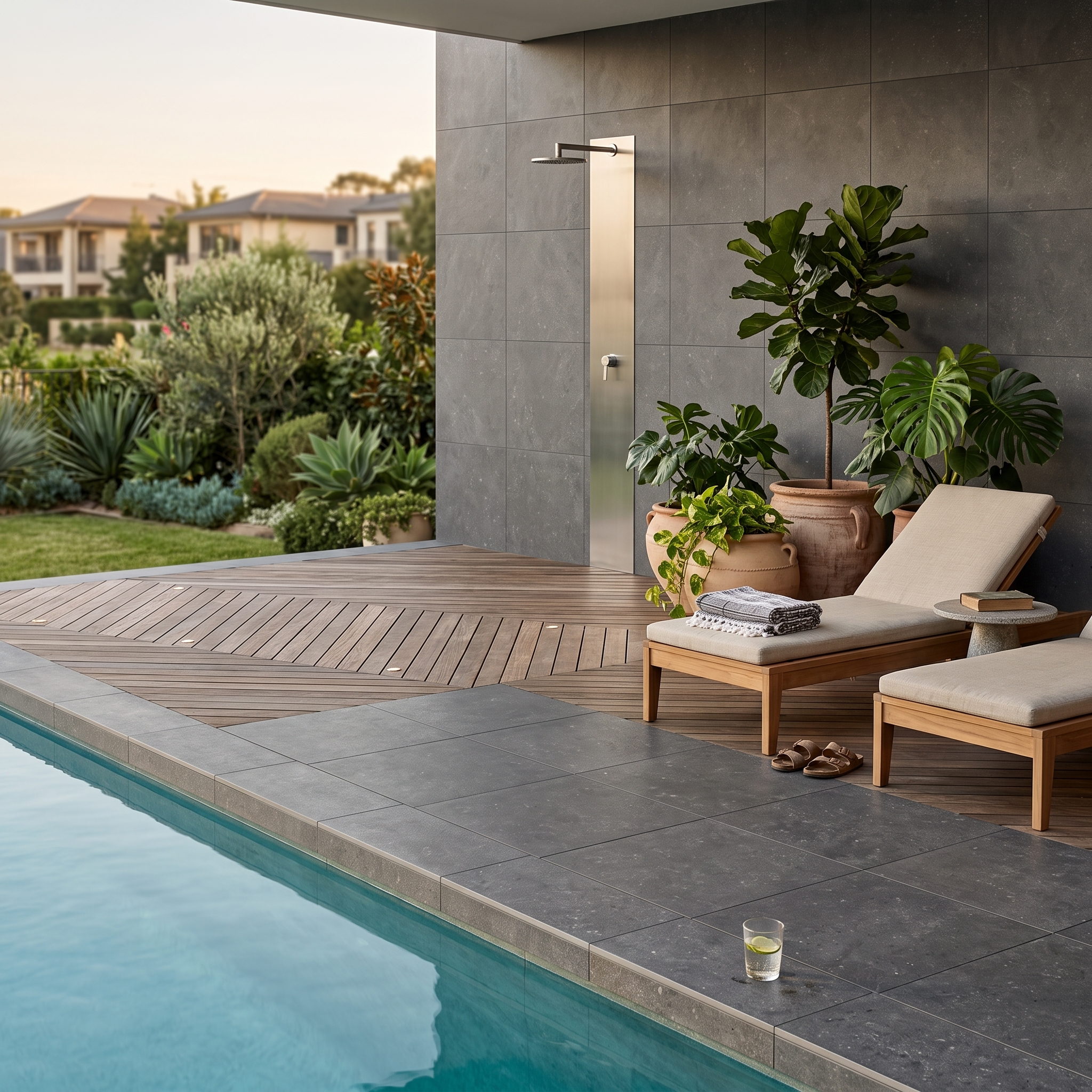Norcia 60 External Charcoal external porcelain tile, installed in a room
