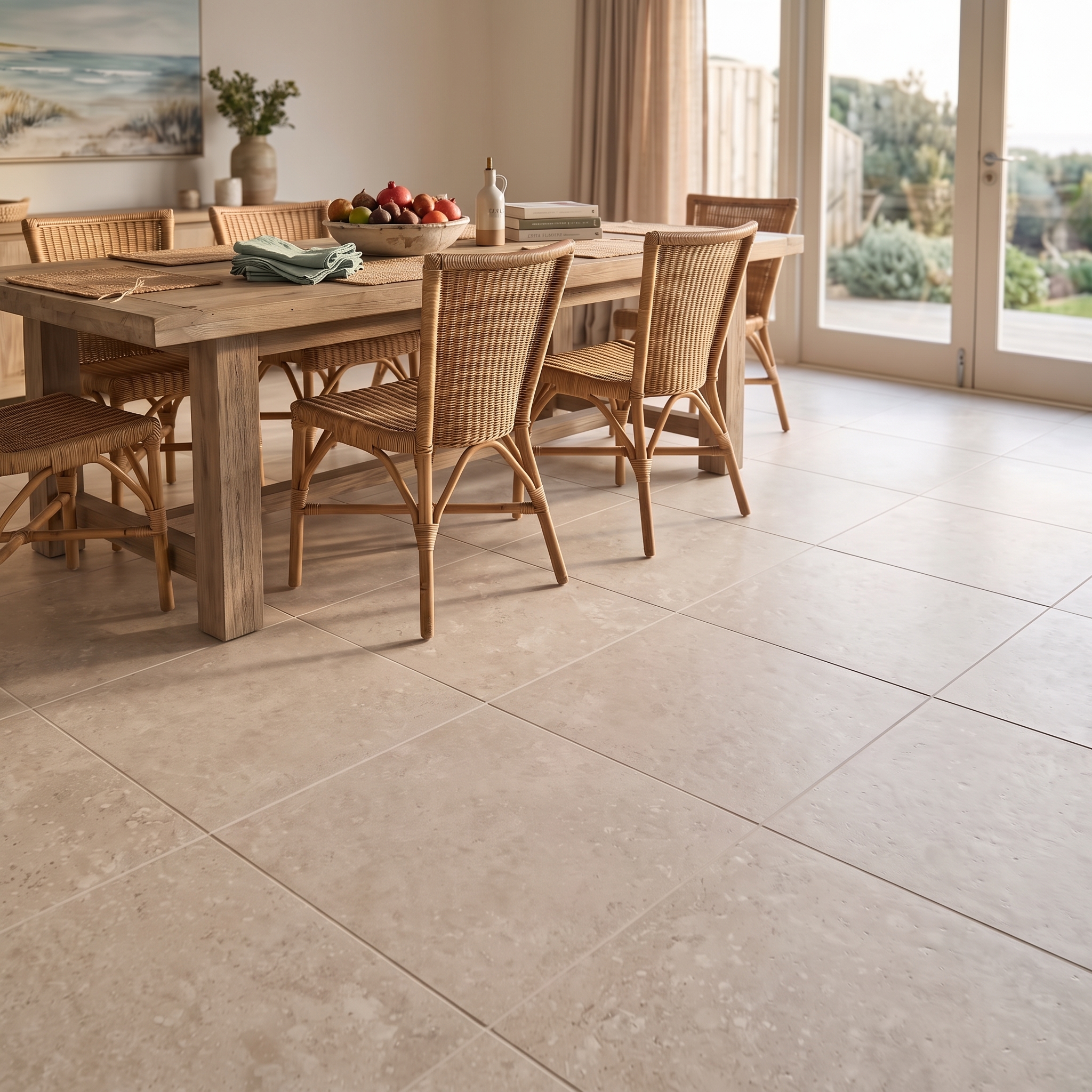 Norcia 60 Matt Bone matt porcelain tile, installed in a room