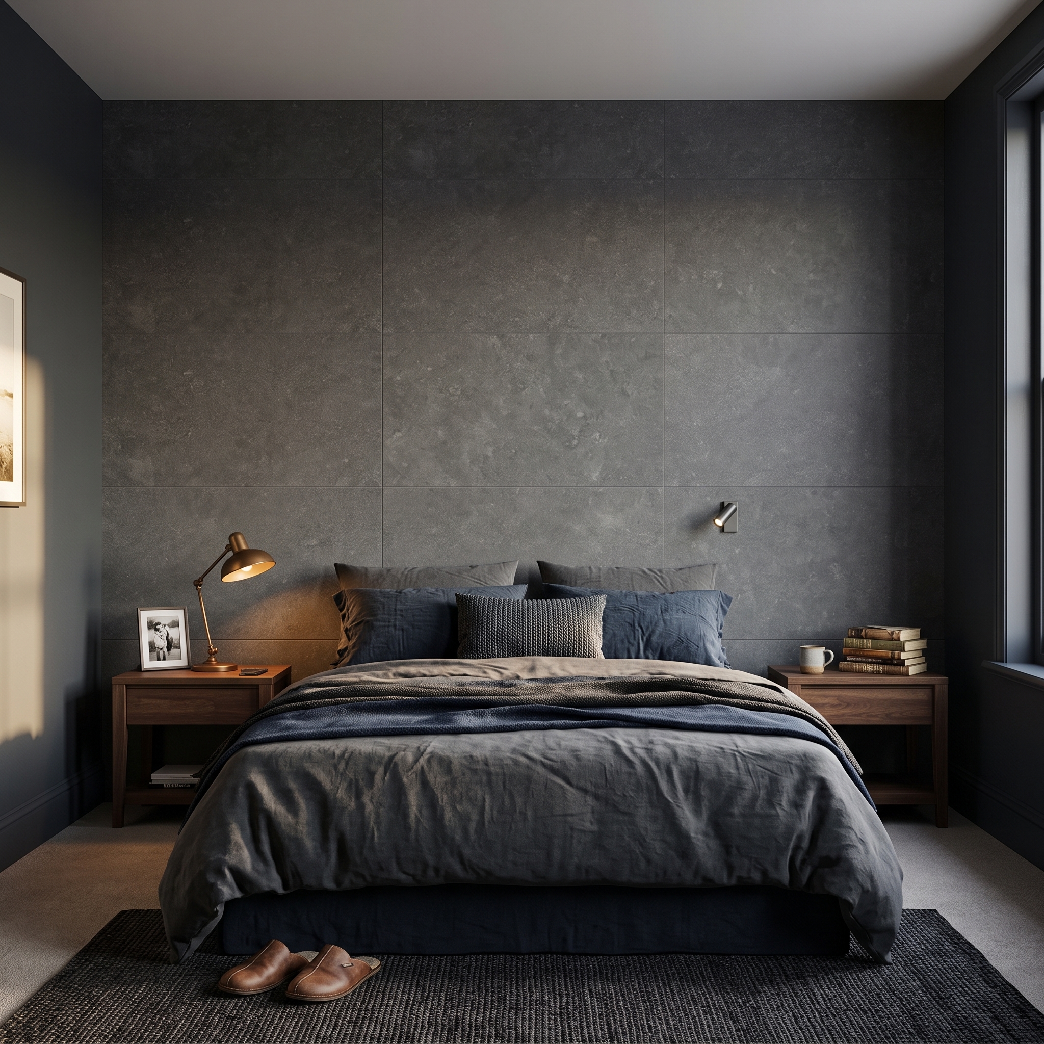 Norcia 612 Matt Charcoal matt porcelain tile, installed in a room