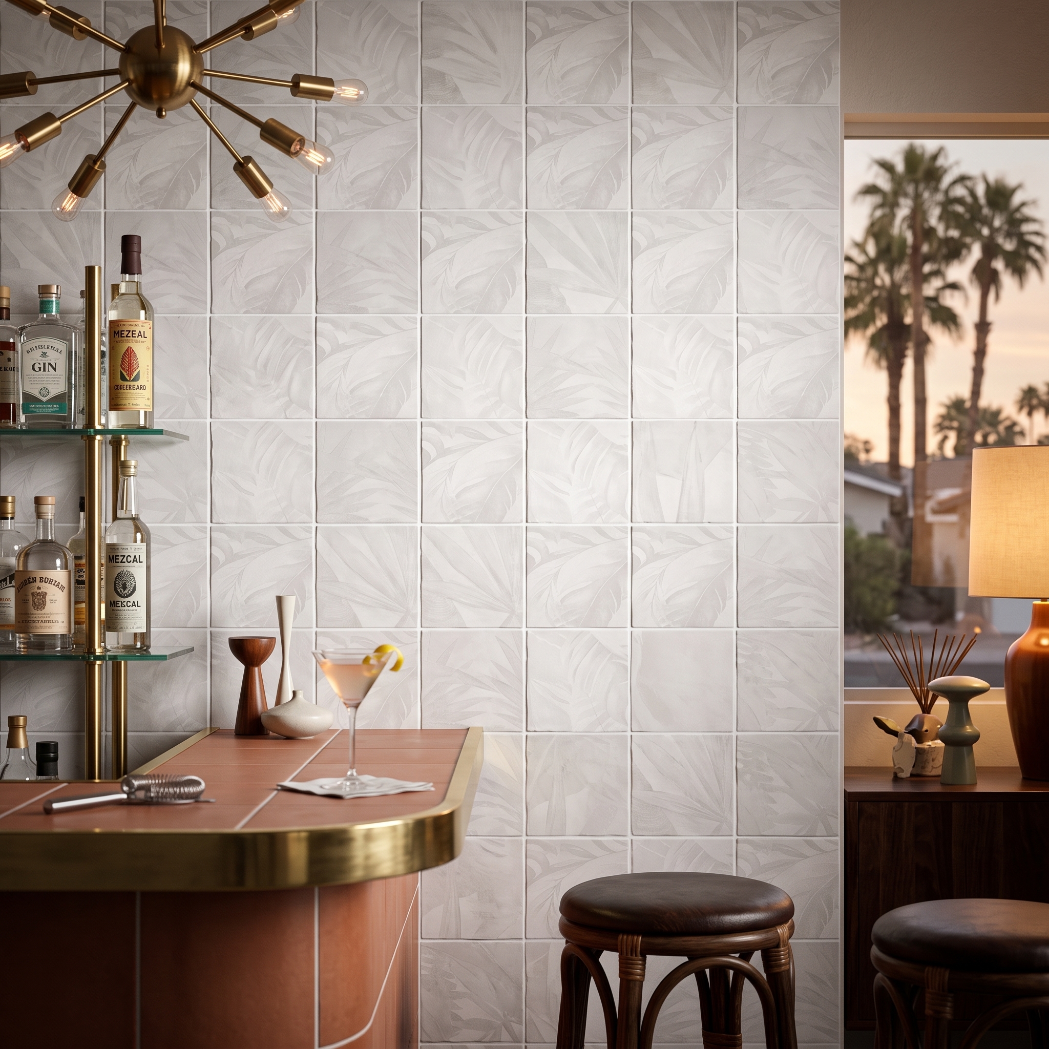 Foligno Decor Cotton White ceramic tile, installed in a room