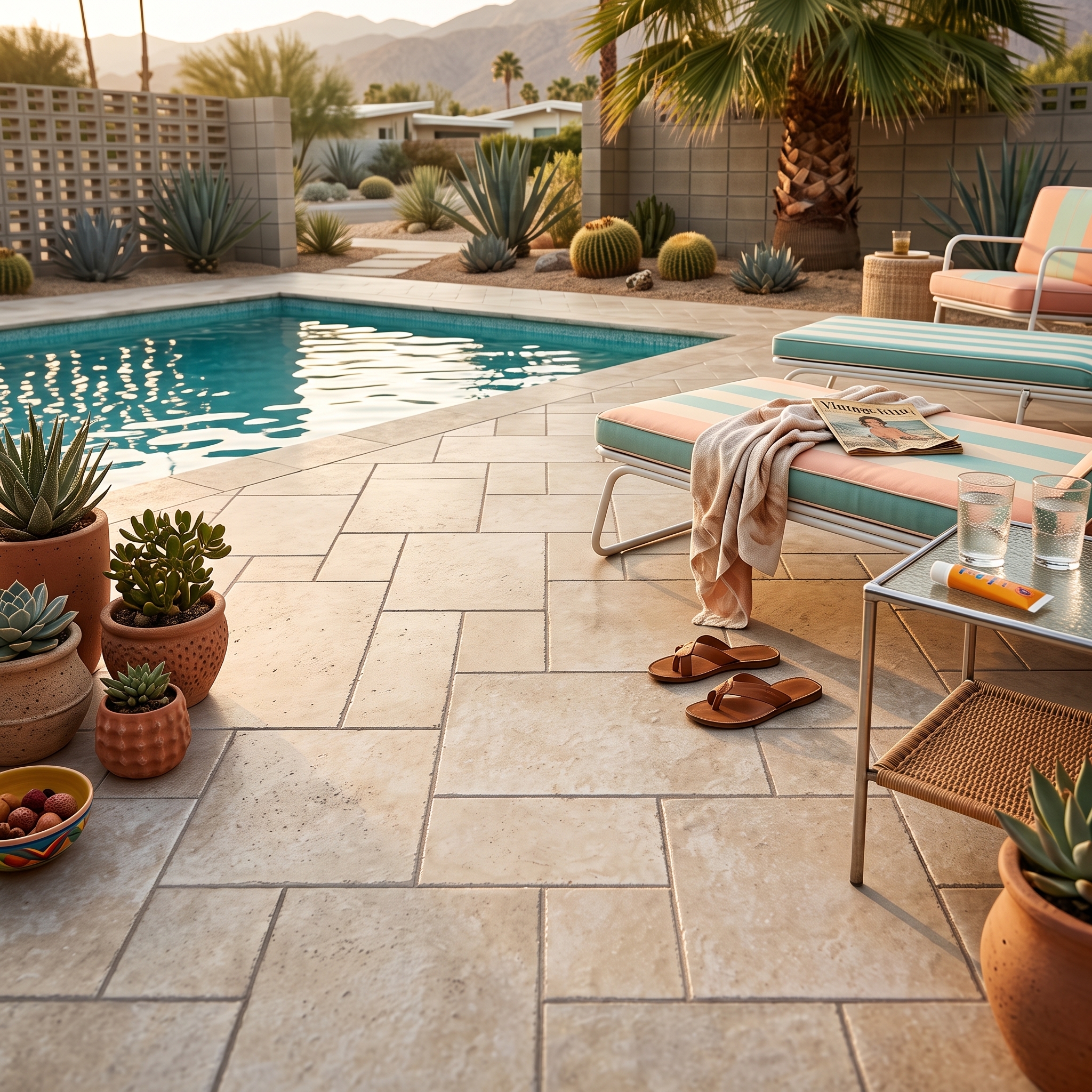 Tuscania French External Almond French Pattern external porcelain tile, installed in a room