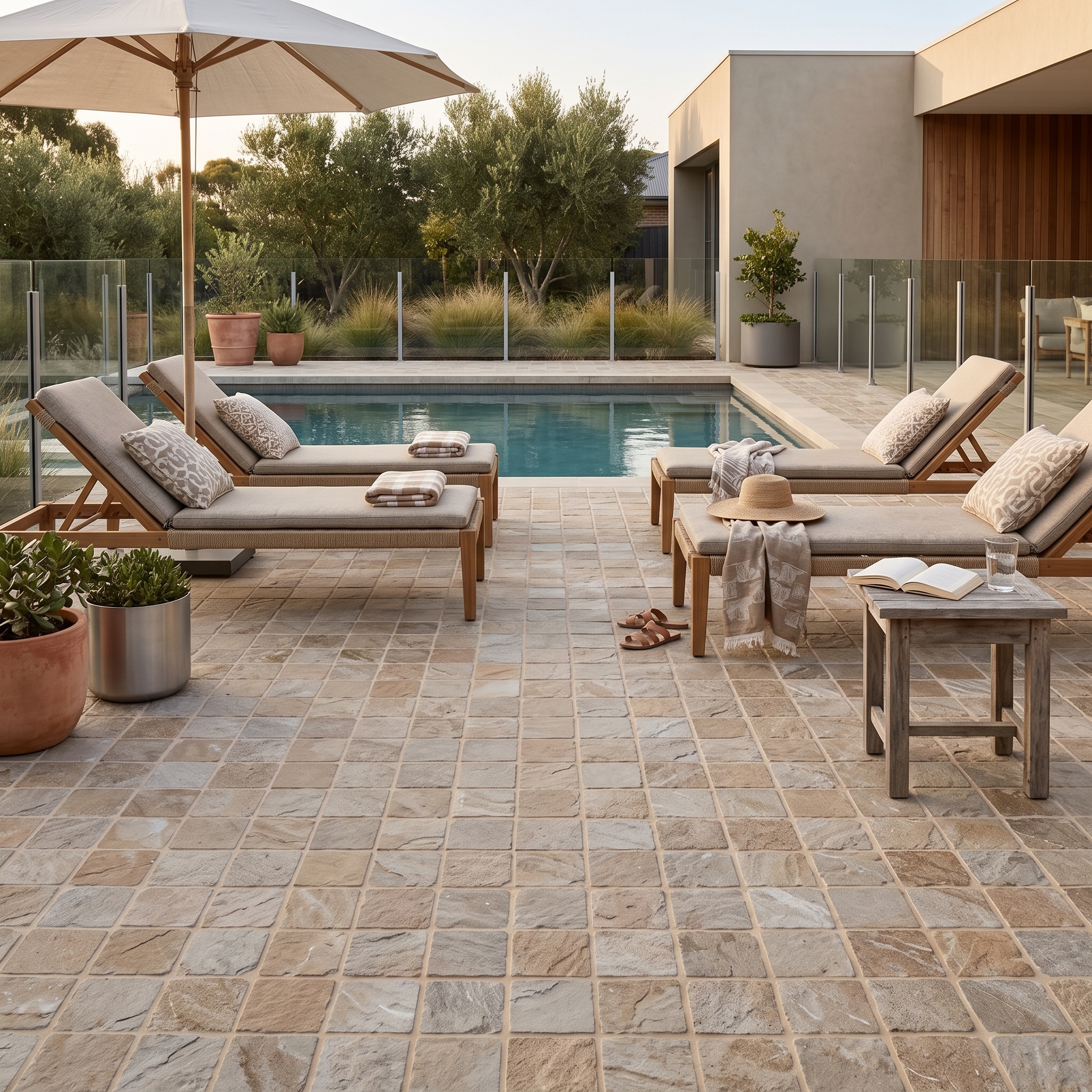 Bassano 150x150mm Matt Beige matt porcelain tile, installed in a room