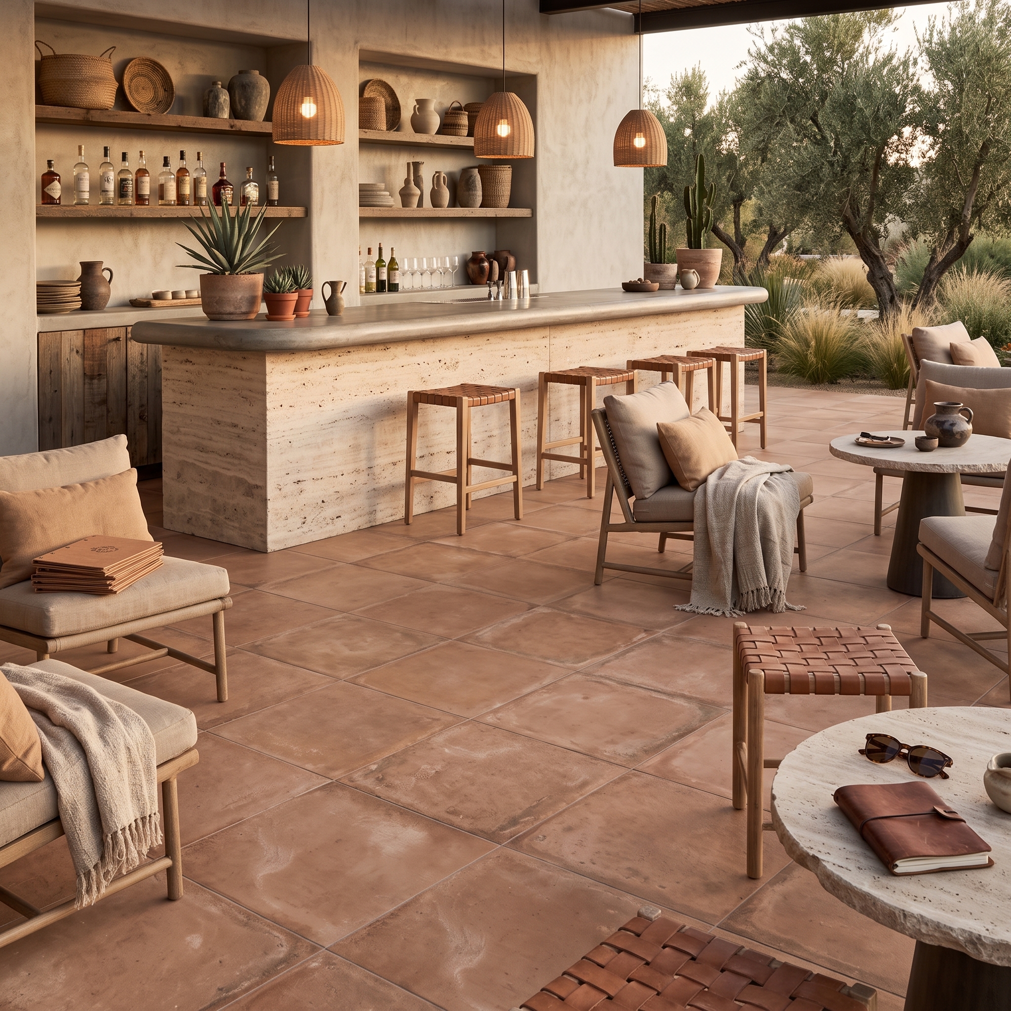 Arco 60 External Terracotta external porcelain tile, installed in a room