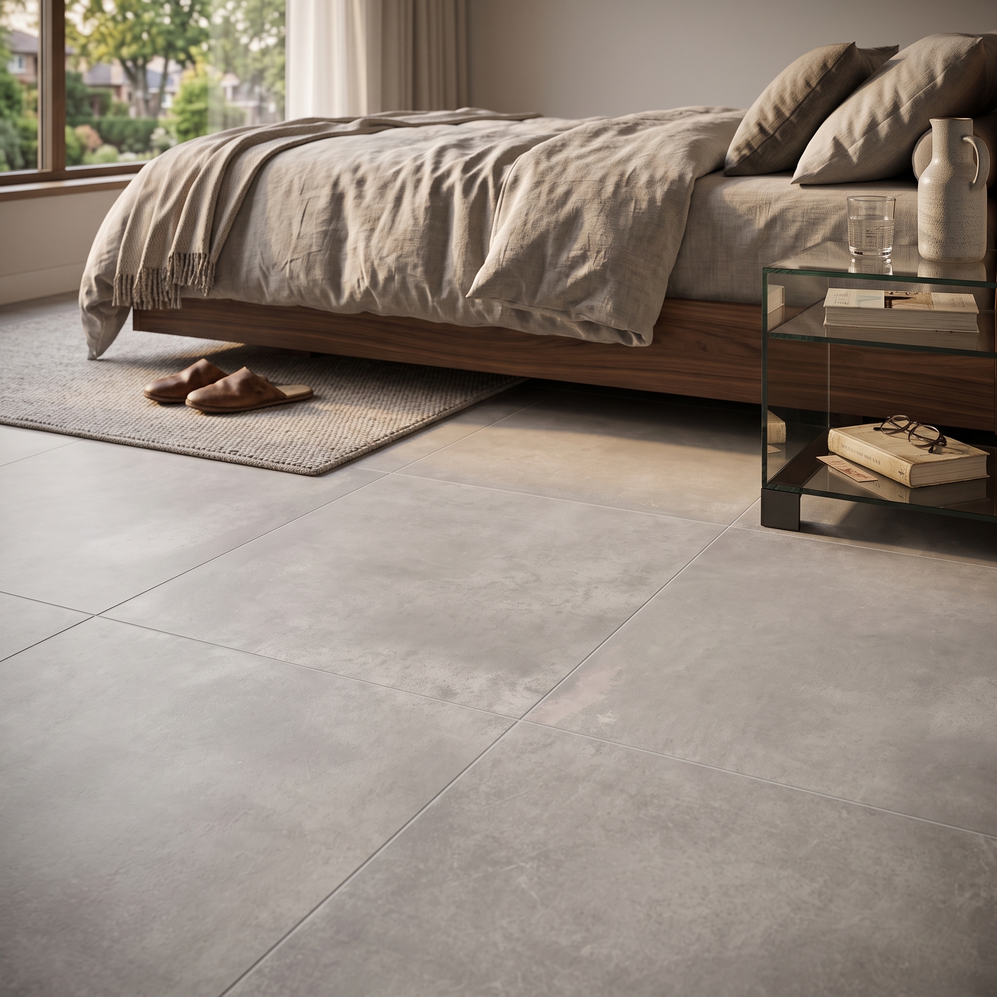 Arco 60 Matt Grey matt porcelain tile, installed in a room