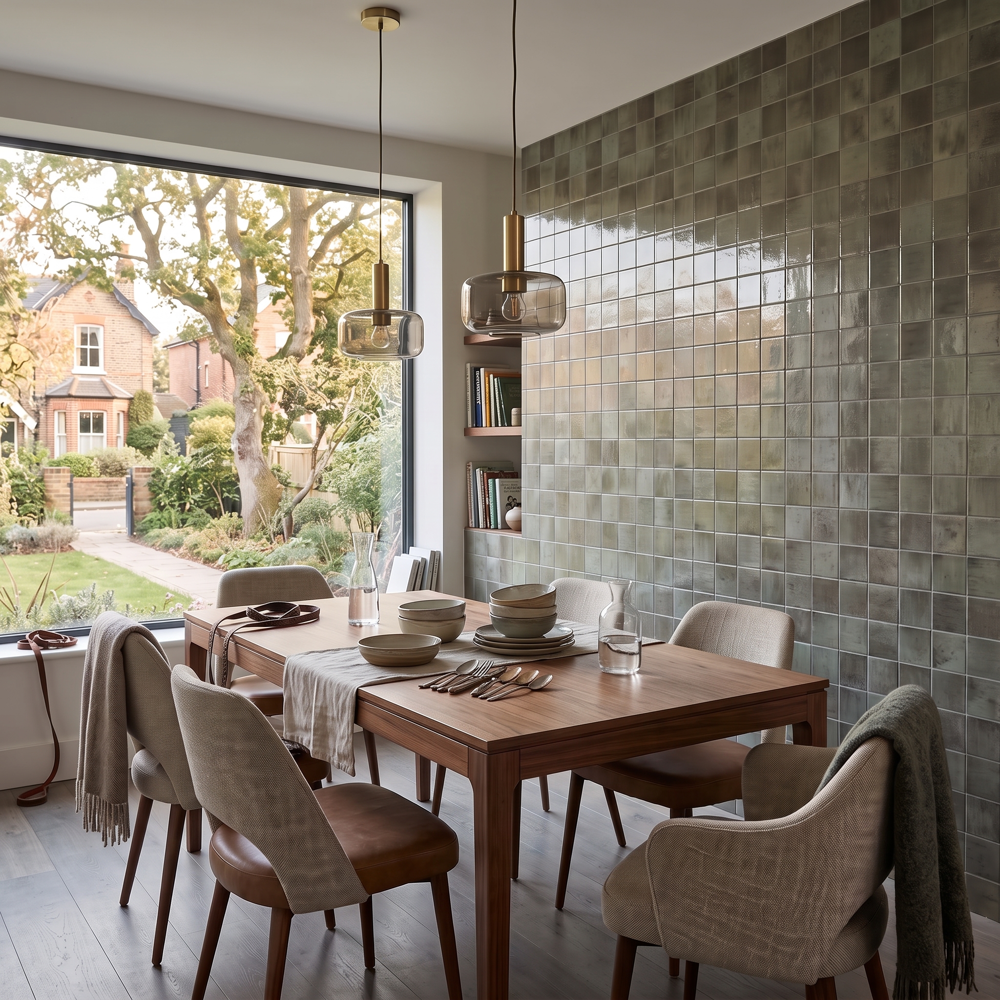 Tremezzo 10 Gloss Grigio Charcoal gloss ceramic tile, installed in a room