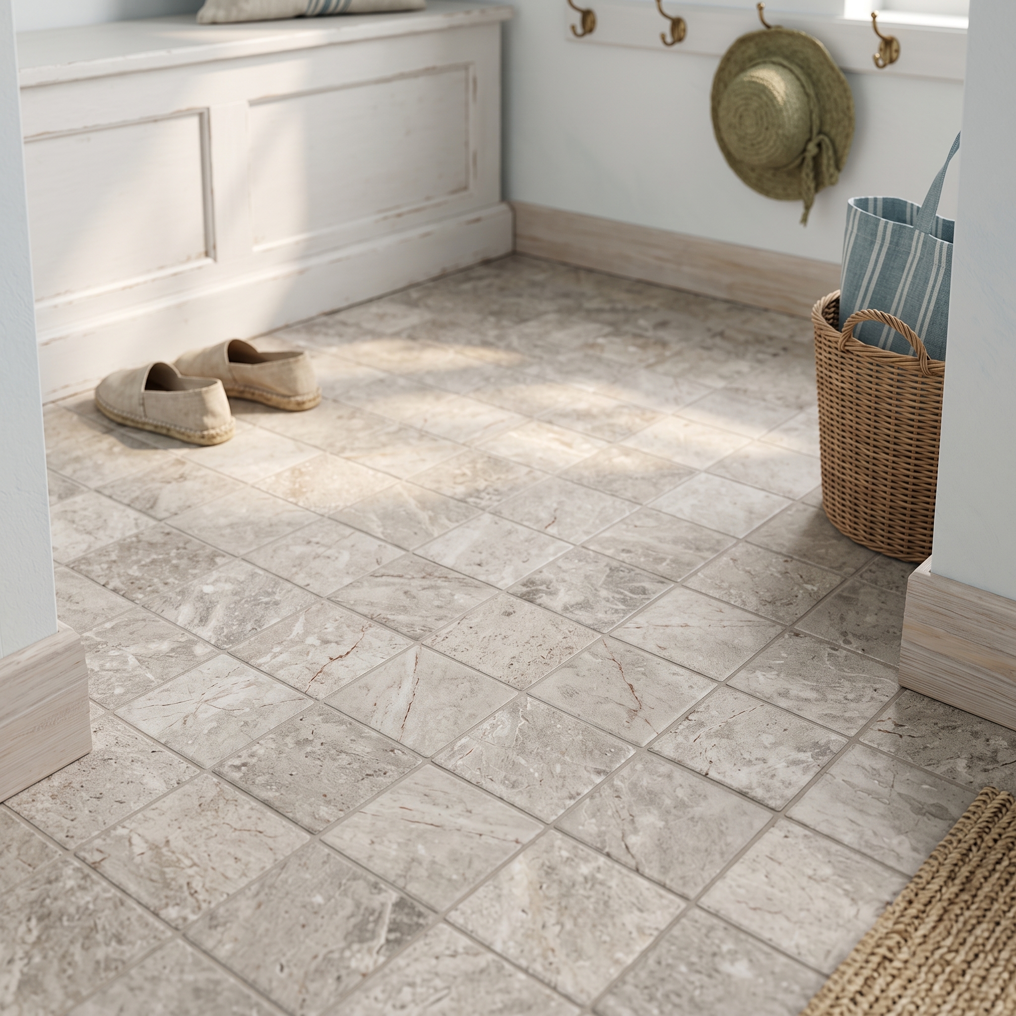 Barolo 15 matt Beige matt porcelain tile, installed in a room
