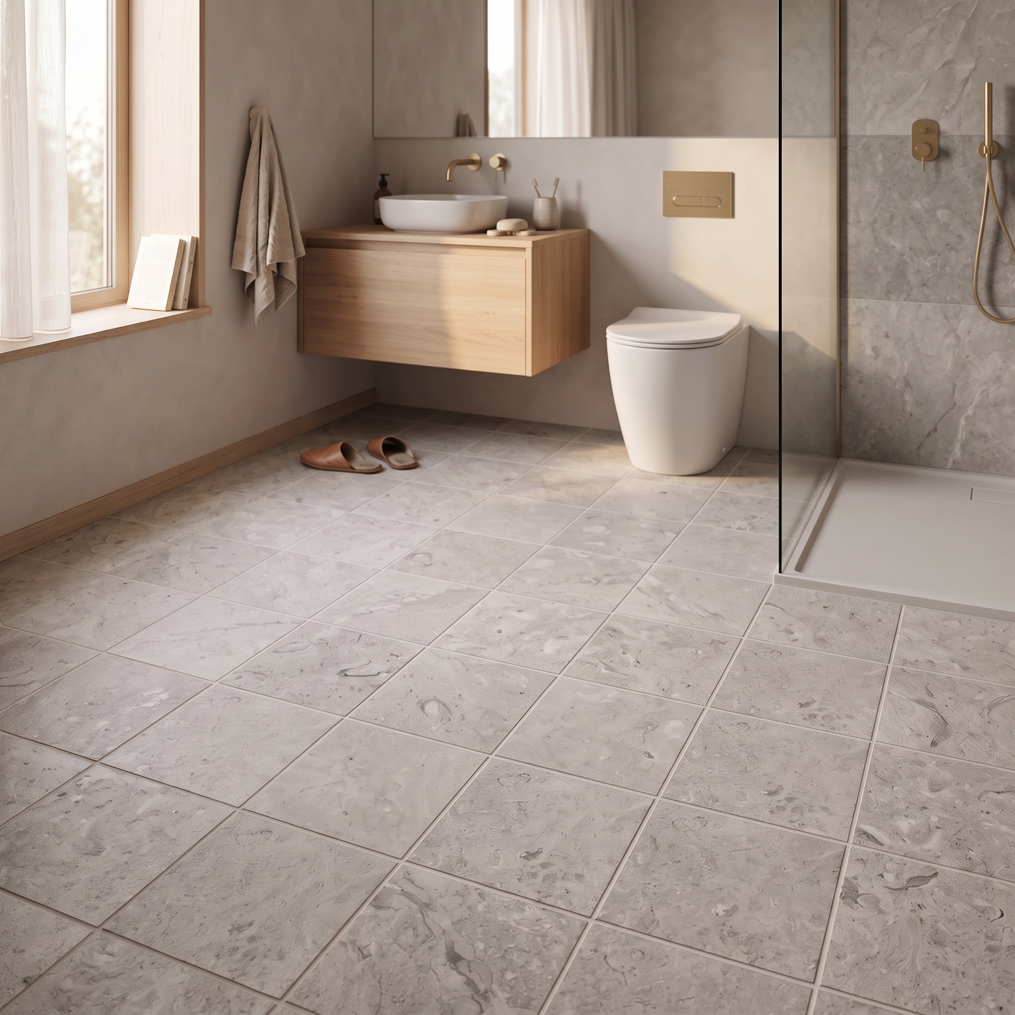 Barolo 15 matt White matt porcelain tile, installed in a room